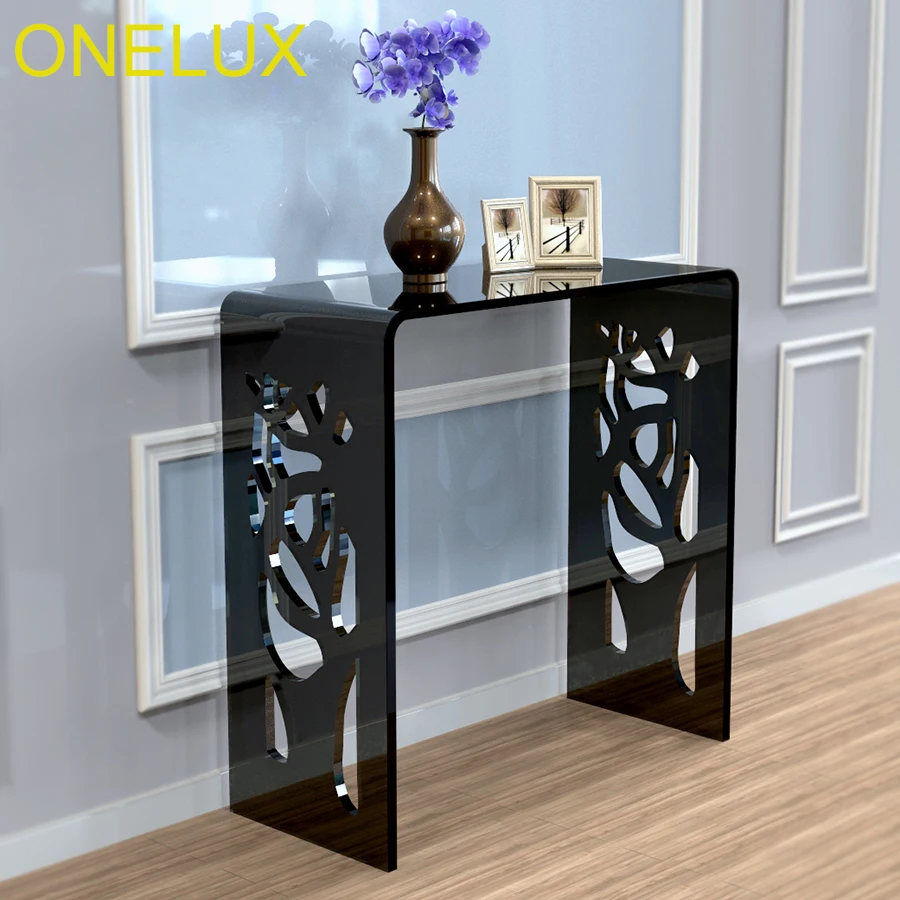 Выгравированный водопад акриловый Прихожая стол, Lucite консоль/письмо/угол/события Tables-80W 35D 80 H см