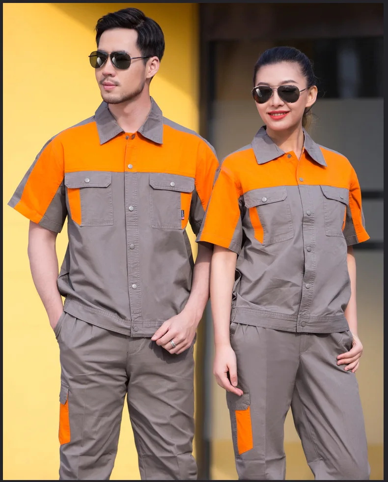 Summer Breathable Fabric Short Sleeve Coveralls Working Robe For Men In Workshop and Factory |