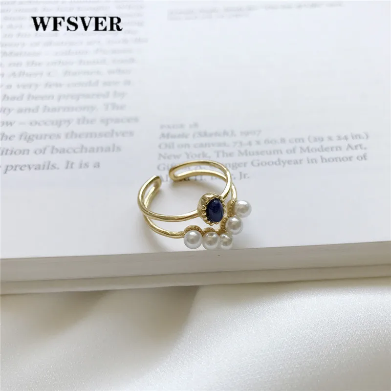 WFSVER кольцо из стерлингового серебра 925 для женщин золотой цвет двойной слой с