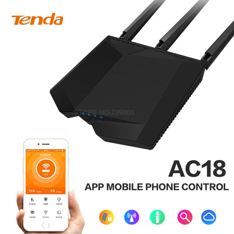 Tenda AC18 WiFi роутер с USB 3,0 AC1900 Смарт двухдиапазонный гигабитный Wi-Fi повторитель 802.11AC дистанционное управление приложение английская прошивка