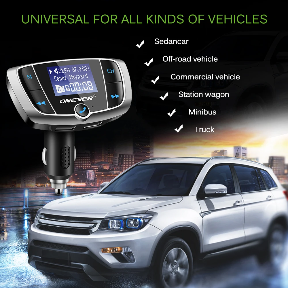 Вращающийся Беспроводной Bluetooth FM передатчик Автомобильный MP3 плеер с 3.4A двойной