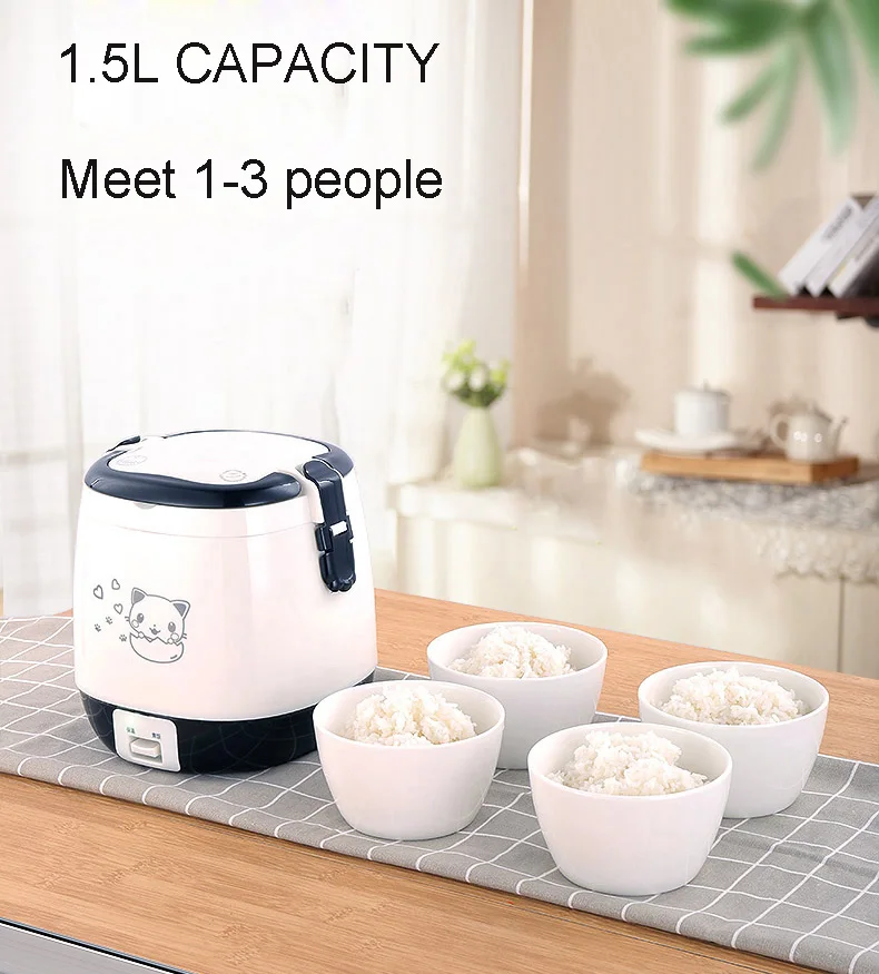 DMWD 1.5L Мини электрическая рисоварка портативная кухонная Пароварка многофункциональный контейнер для еды суп горшок Подогрев Ланч-бокс 1-3 человек