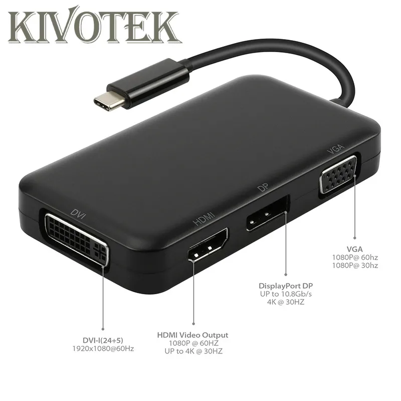 Концентратор USB C 3 1 к HDMI DP DisplayPort VGA DVI адаптер Usb Hdmi Vga 1080P видео конвертер для Macbook Dell