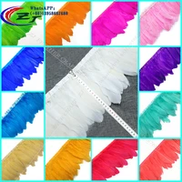 10 yards 15 17cm 30color natural goose feather trim bride wedding party decoration feather ribbon fringe diy clothes accessories