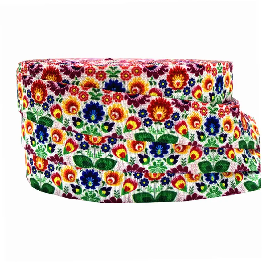Повязка на голову с цветочным принтом 5 ярдов 16 мм|Резинки| |