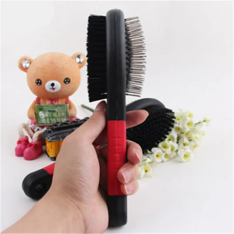 Пластиковая расческа для домашних питомцев двойная щетка ухода за собаками