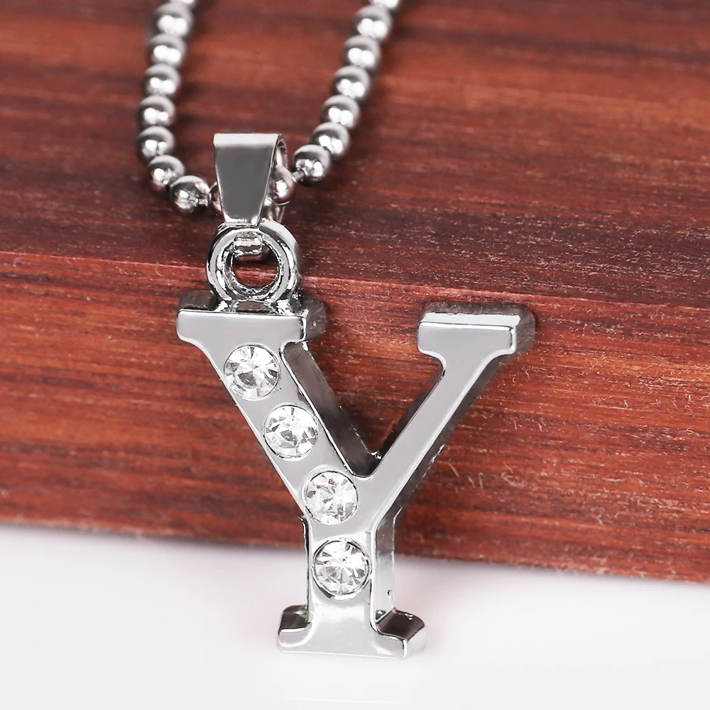 5 Pcs Zircon Initial Alphabet Letter Silver Necklace Personalized Statement Pendant Women Fashion Charms Party Jewelry 25*21mm | Украшения