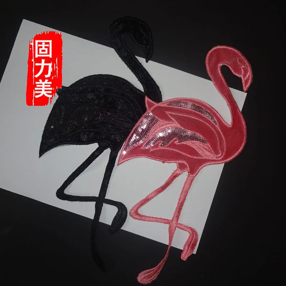 3 шт. красного розового и черного цвета Фламинго блесток патч с аппликационной