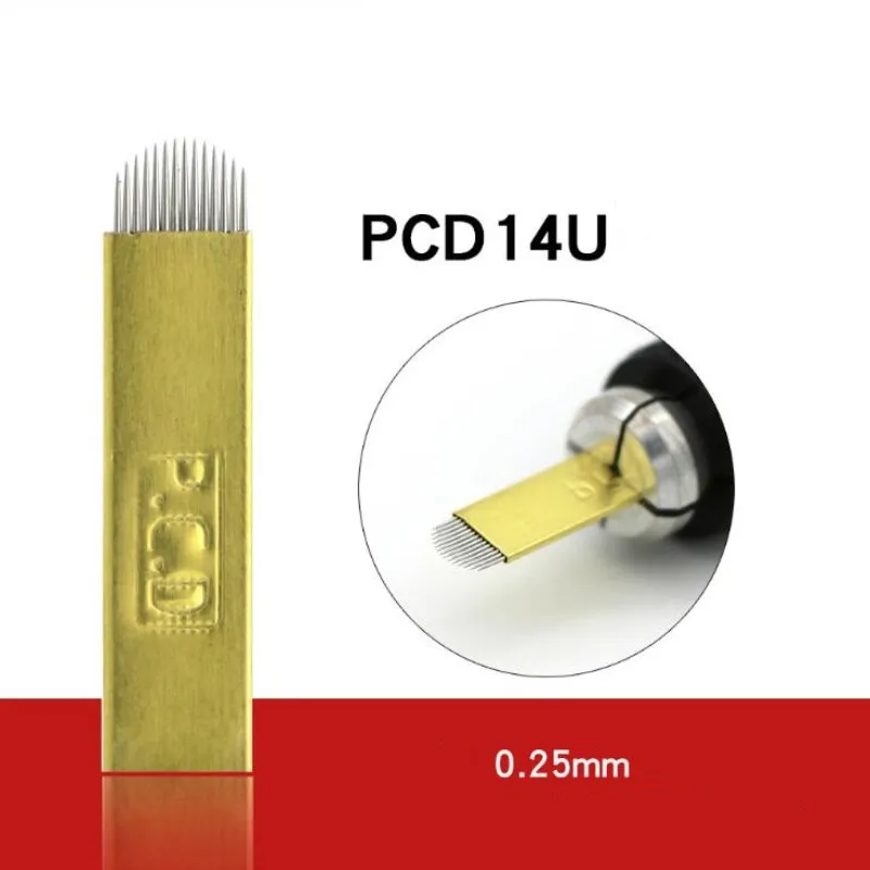 

500 шт 0,25 мм жесткие Pcd U14 Pin иглы для тату Перманентный макияж бровей вышивка лезвие для 3D микроблейдинг ручная ручка татуировки