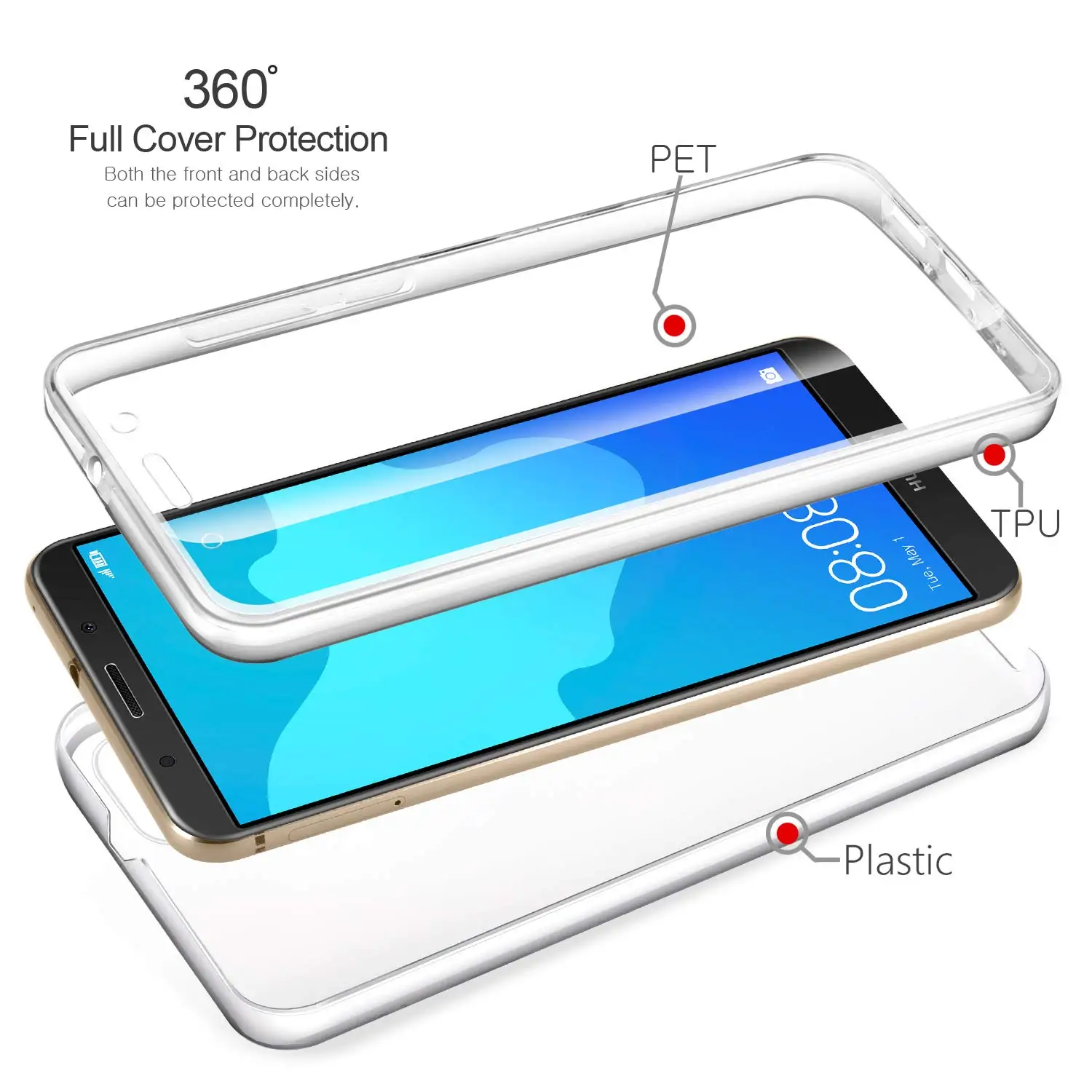 360 Полный корпус чехол для huawei Y5 АНМ LX1 LX2 LX3 LX9 спереди PET Крышка ПК чехол для huawei Y5 DRA-L21 Y5 Prime Lite