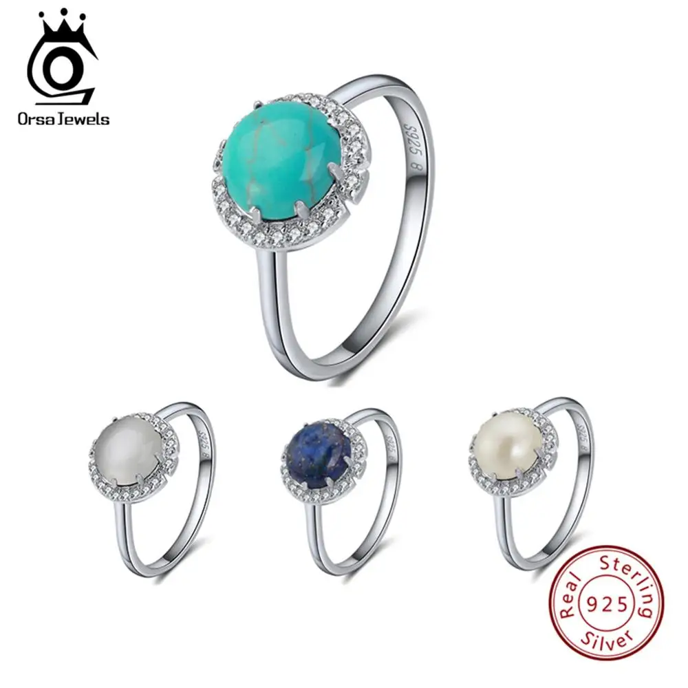 ORSA JEWELS серебряные женские ожерелья и кулоны из натуральной 925 пробы с бирюзой, цепочка с натуральным камнем, серебряные ювелирные изделия OSN87