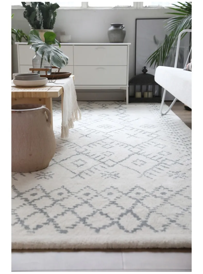 Ins хит килим черный белый прикроватный ковер для гостиной геометрический