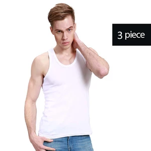 3 шт.лот, мужская хлопковая майка, приталенная одежда, мужская рубашка без рукавов с круглым вырезом, повседневные жилеты, майки, майки, Майки