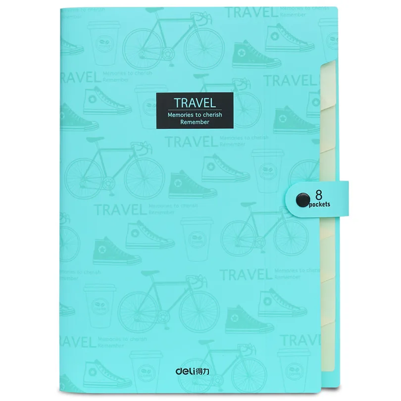 

Deli 2017 Plastic sky blue A4 File Folder Small Document Bags Expanding Wallet filling office stationery Folders for Documents