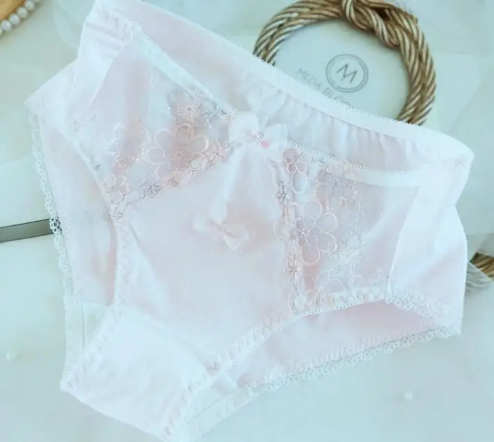 Pink Новое поступление реальное фото 3L 4L 5L 6L размера плюс большой размер Лолита вышивка хлопок трусики нижнее белье трусики стринги WP588 - Цвет: Pink