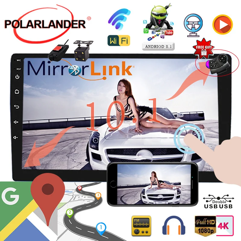 10,1 дюймов Android 2 din 8,1 универсальный автомобильный Радио gps навигация wifi Bluetooth MP5 плеер Android 8,1 1G 16G