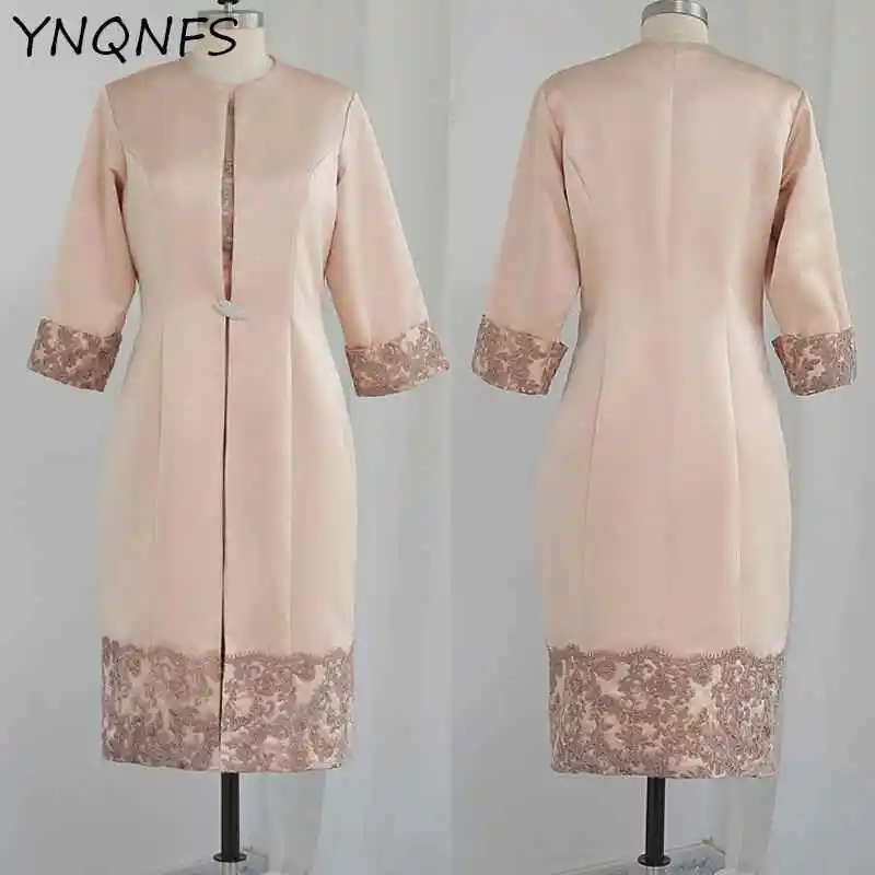 pearl pink YNQNFS MD165 реальные фотографии Элегантные короткие платья для матери невесты с 3/4 рукавами куртка наряды серебро/жемчуг розовый - Цвет: pearl pink