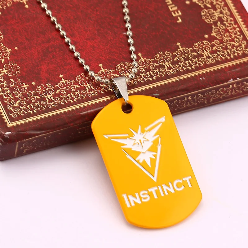 Ожерелье Pokemon Go Dog Tag с подвеской из аниме-мультфильма, командный доблестный мистический инстинкт с логотипом, цепочка из бисера для мужчин и женщин