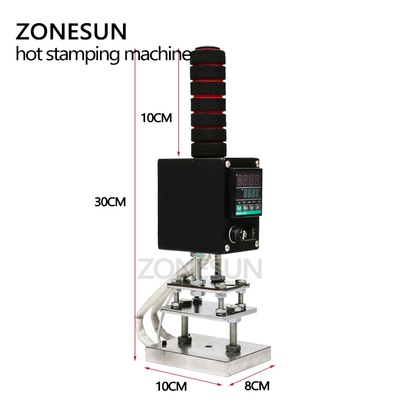 ZONESUN 8*10 см 500 Вт ручной тепловой пресс для тиснения кожи дерева и бумаги|embossing