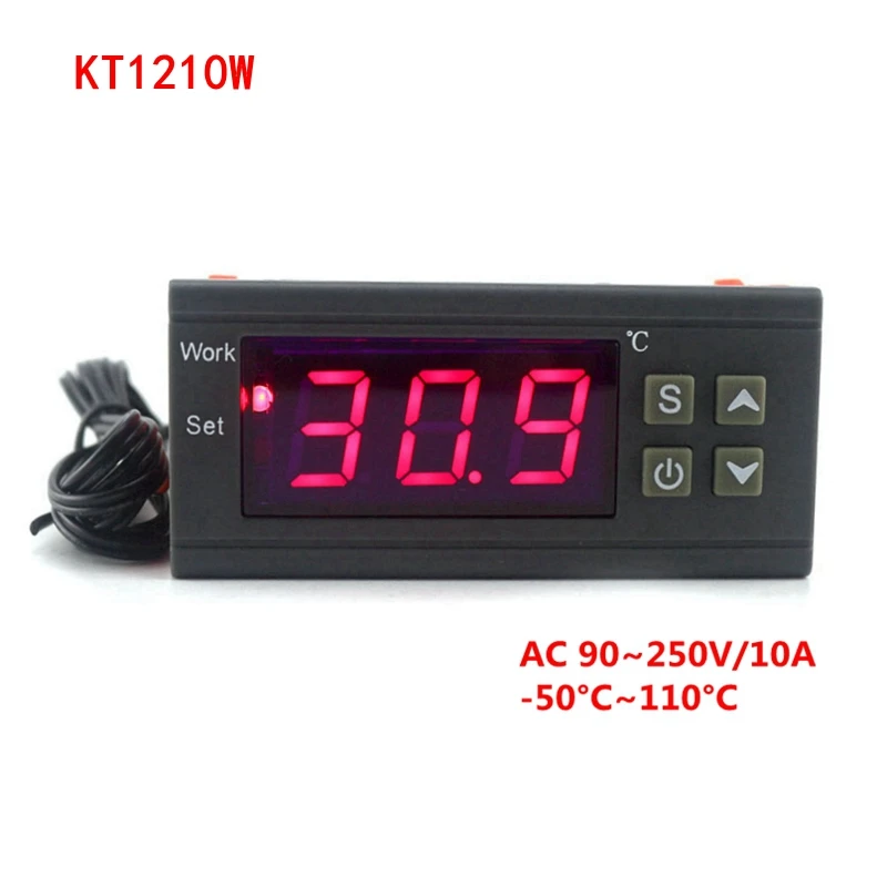 -50C-100C 90-250V Интеллектуальный цифровой регулятор температуры Термостат Термометр термо регулятор инкубатор релейный выход KT1210W STC-3018 - Цвет: -50C-100C 90-250V