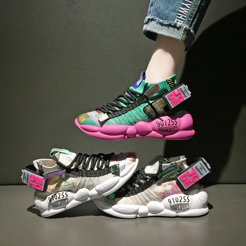 Женские кроссовки на платформе дышащие мягкие массивной подошве Размеры 35 40