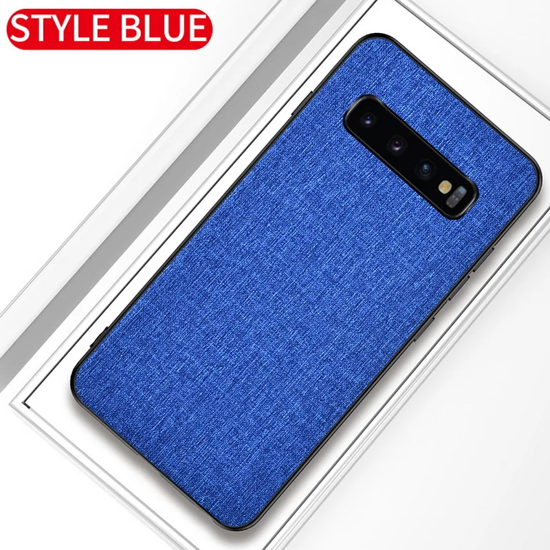 Blue Роскошный тканевый чехол для телефона для samsung Galaxy S10 5G S10e S9 S8 Plus S7 Edge, тонкий мягкий бампер, Жесткий Чехол из поликарбоната - Цвет: Blue
