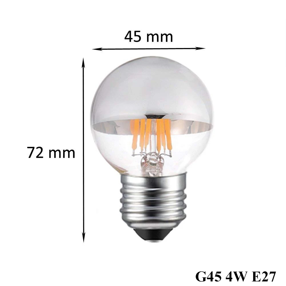 G45 4W E27 220V-240V Ganriland светодиодный лампы с регулируемой яркостью E14 E12 светодиодный Корона Серебряный зеркальный светильник лампа 4 Вт 6 Вт 8 Вт, теплый белый свет 2700K G45 G125 светодиодный E26 E27 220V лампы - Испускаемый цвет: G45 4W E27 220V-240V