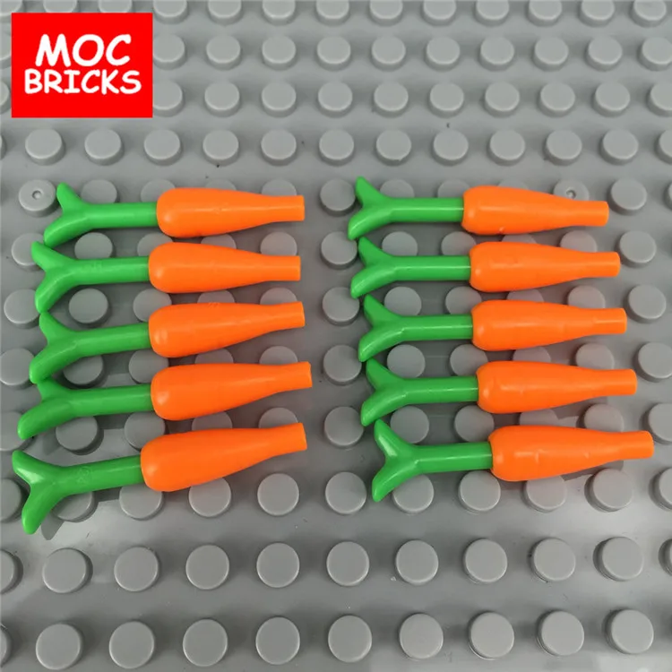 Кубики MOC растение морковь с ярким зеленым верхом еда овощи сделай сам