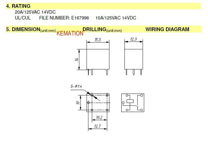5 шт./лот SRA-05VDC-CL SRA-12VDC-CL SRA-24VDC-CL Мощность реле 5 V 12 V 24 V 20A
