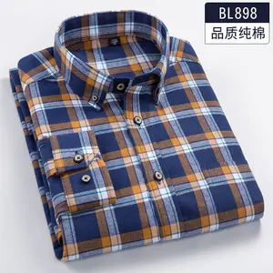 Мужская клетчатая рубашка, повседневная, мягкая, хлопковая, с длинным рукавом, 110 кг, 120 кг, 130 кг, 2018