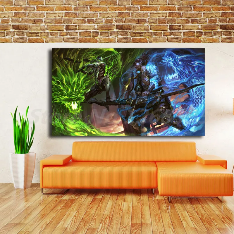 Художественные обои Genji VS Hanzo Dragon Картина на холсте печать для гостиной домашний