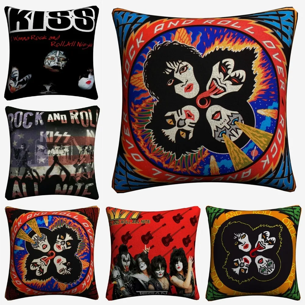 Kiss рок и ролл Музыка Звезды декоративные хлопковые льняные наволочки 45x45 см для дивана стул декоративные домашние наволочки Almofada