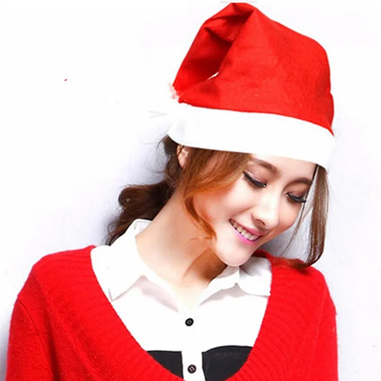 

60 Pcs/lot 2020 New Year Cover Christmas Party Red Hat White Hat Cover Santa Claus Clothing Children's Adult Christmas Hat