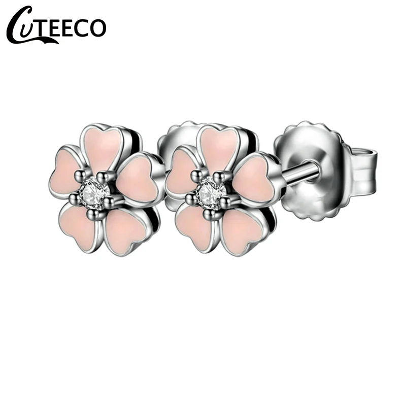 Простые женские серьги-гвоздики CUTEECO в виде розового цветка фирменные серьги