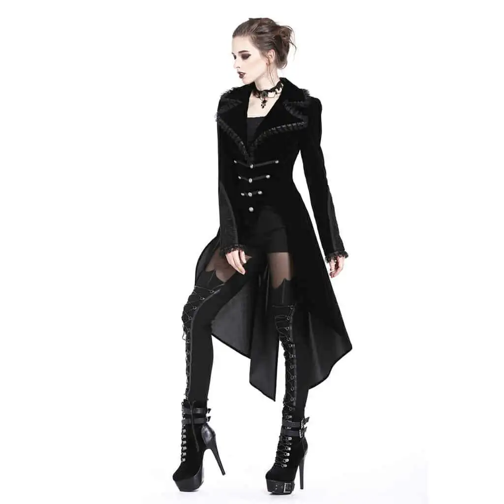 Женский Готический пиджак Dark In Love винтажный костюм с черным хвостом в