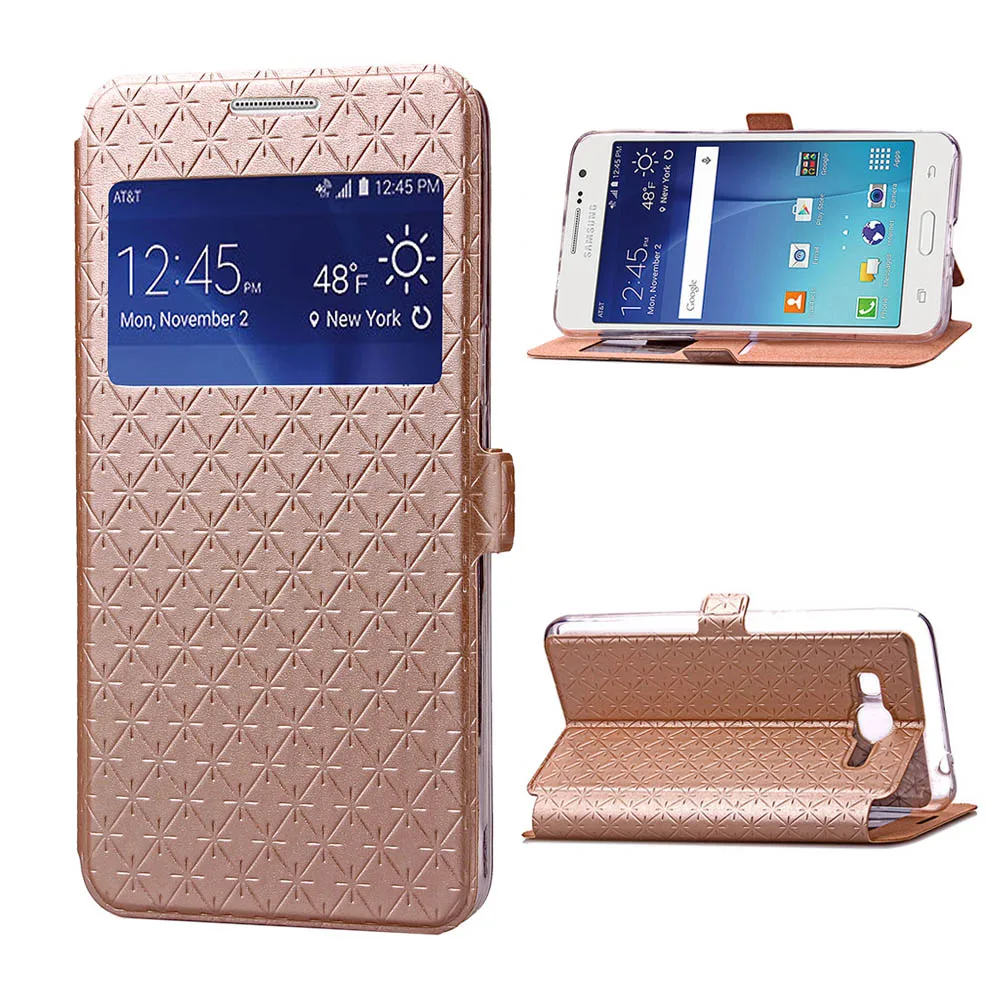 Asuwish флип-чехол кожаный чехол для телефона samsung Galaxy Grand Prime Grandprime SM G530 G530H G531 G531H G531F SM-G530H SM-G531H - Цвет: Gold