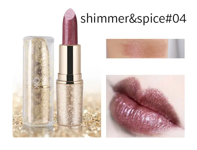 QIC Shimmer помада Снежинка стиль 6 цветов Блеск для губ красота губная помада водонепроницаемый блеск для губ бархат косметика - Цвет: 4