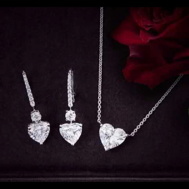 Роскошное женское свадебное ожерелье HIBRIDE с 2 сердечками из фианита серебряного