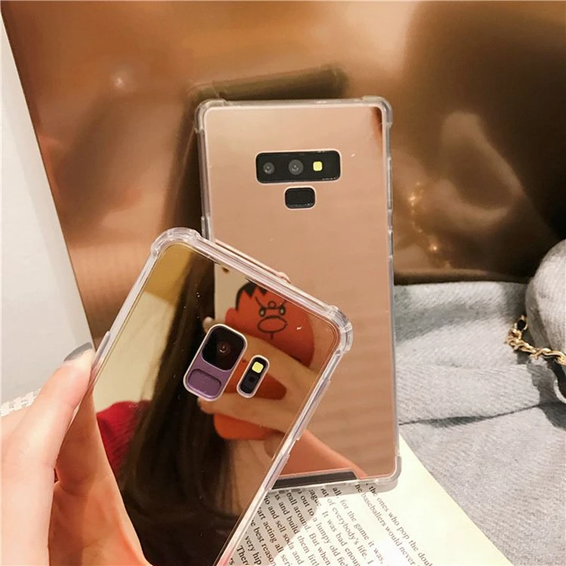 Противоударный чехол с зеркалом для макияжа Samsung Galaxy s10 s8 s9 plus note 9 8 мягкий
