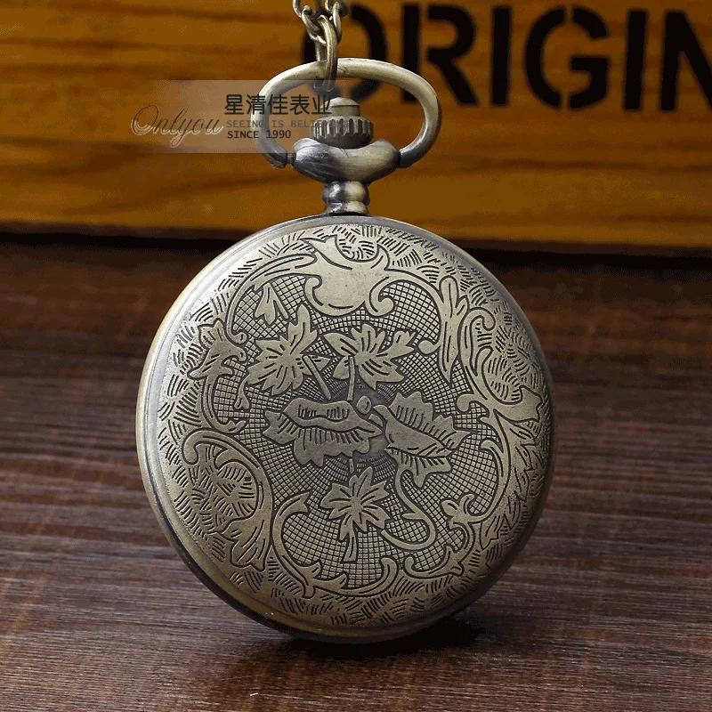 Часы наручные кварцевые с подвеской Death Note крутые бронзовые карманные прорезями