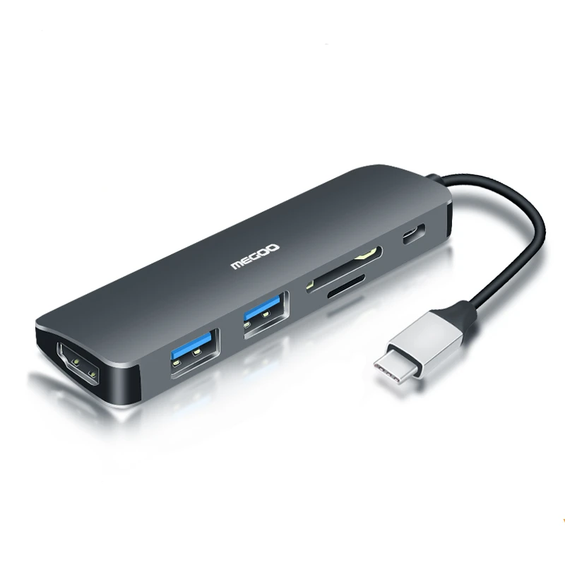 Megoo USB C док-станция для ноутбука 6 в 1 Тип C к HDMI/USB3.0/PD зарядка/SD TF кард-ридер для Mac Pro