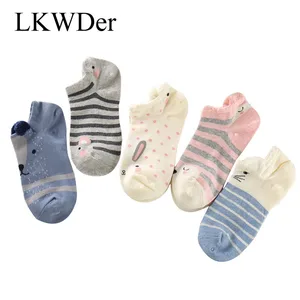 Носки женские короткие с плюшевыми ушками, 5 пар