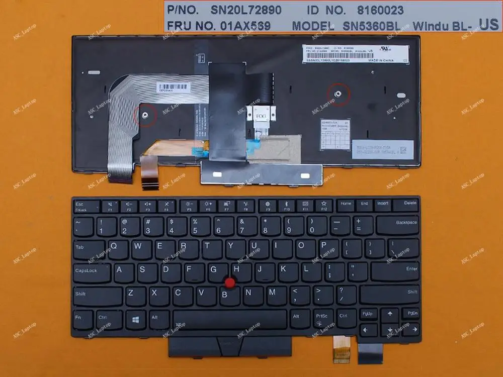 Новая клавиатура US QWERTY для ноутбука Lenovo Thinkpad T470 20HD 20HE с подсветкой черная рамка