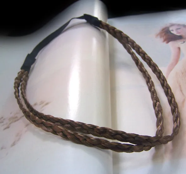 double light brown Новинка, 1 см Плетеный парик, повязка на голову, Новое поступление,, модные парики, резинка для волос, эластичная повязка на голову - Цвет: double light brown