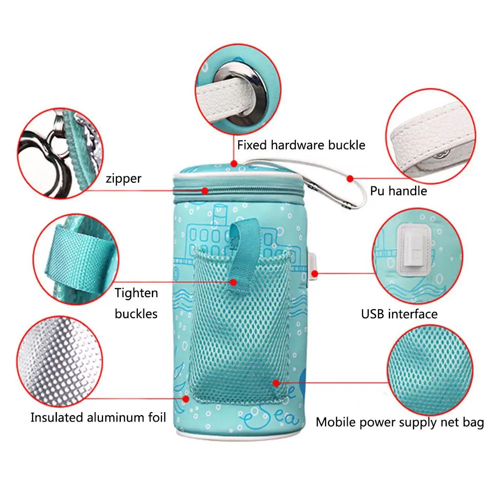 

USB Baby Outdoor Bottle Warmer Heater Insulated Bag Travel Cup Portable In Car Heaters Drink Warm Milk Thermostat Bag Feed