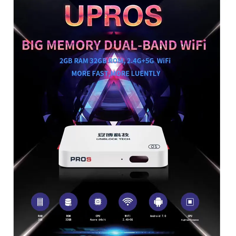 Ubox PROS Smart Android TV Box 2 Гб ОЗУ 32 ПЗУ с двойным wifi BT4.0 | Электроника
