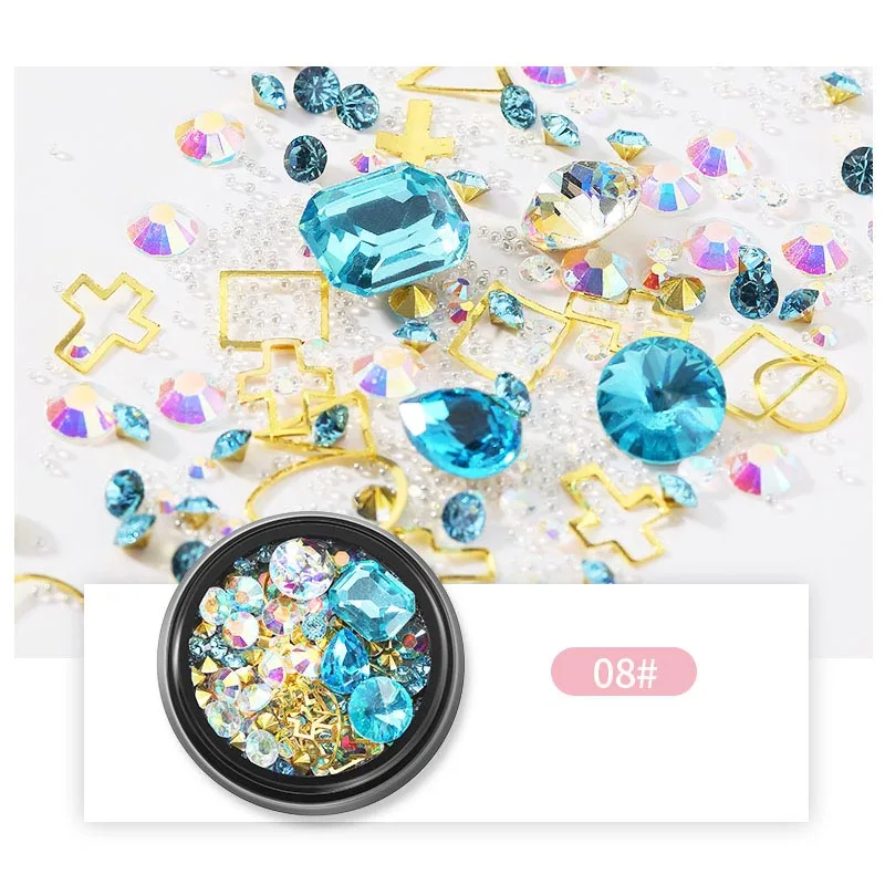 MORDDA 12 Style Crystals Mix Rhinestone Decoration For Nails Design Crystal Nails Art Decorations 3D Nail Jewelry For Manicurea - Цвет: 08
