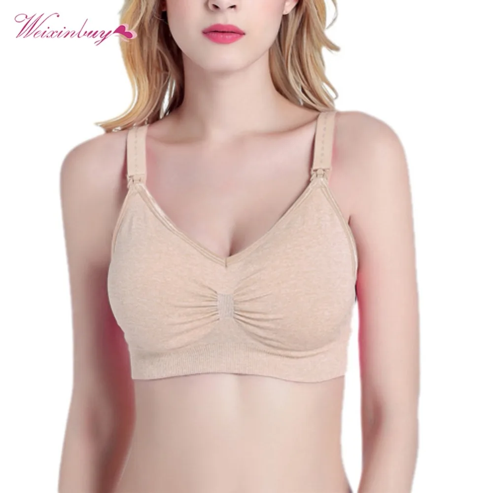 

WEIXINBUY Nursing Bra Breastfeeding Maternity Wire free Bras Push Up Pregnant Underwear Women Sports Tank Top Cross