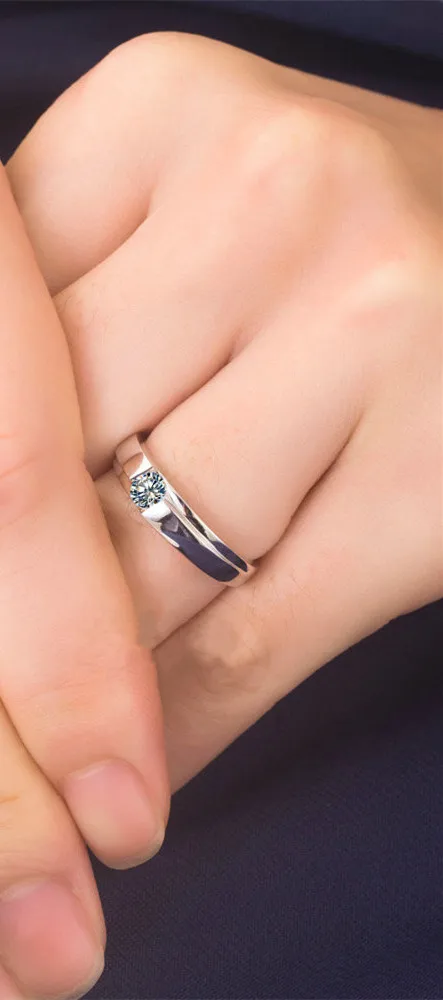 Мужское кольцо Moissanite Diamont 0 25 карат 4 мм G-H 925 пробы серебристый белый золотой цвет |