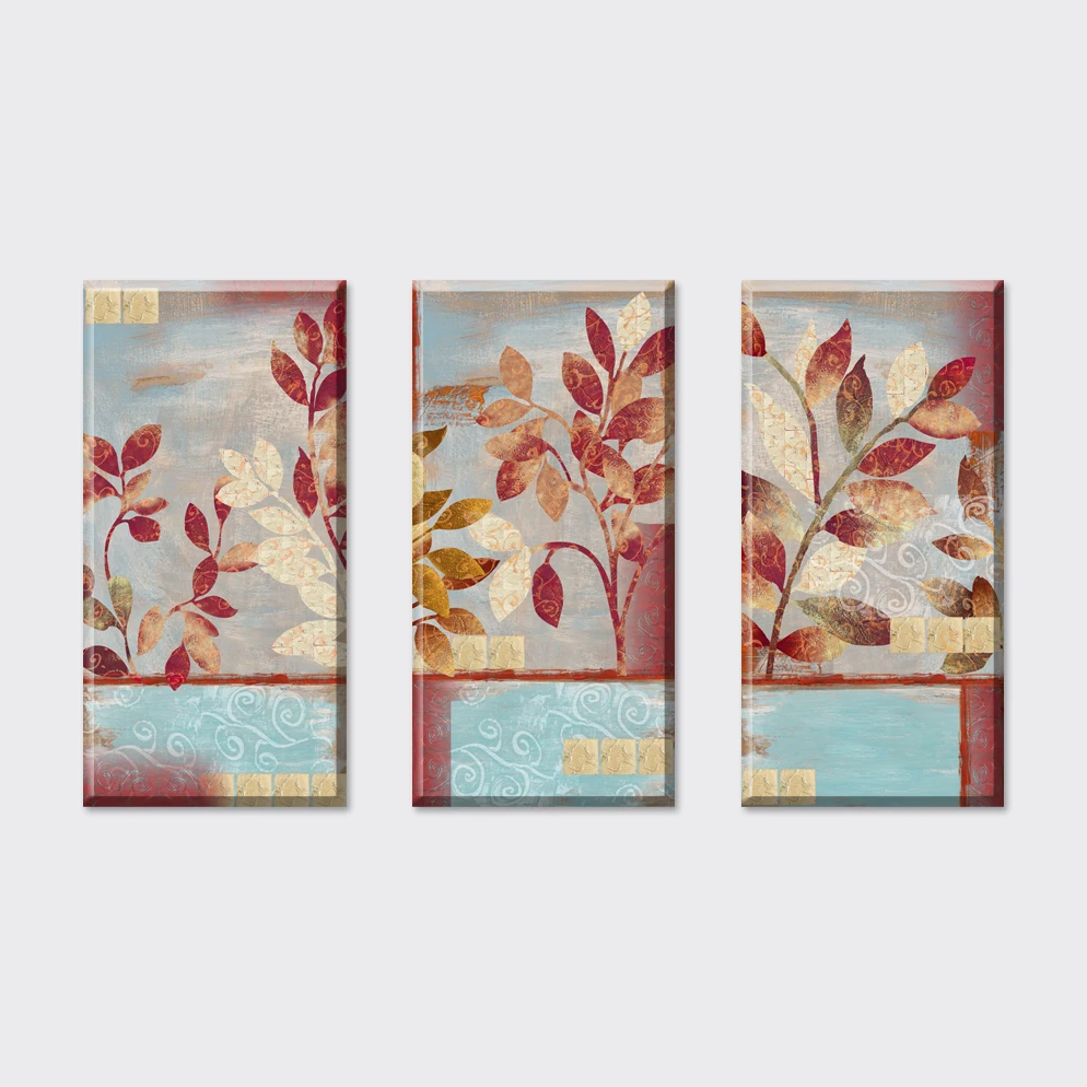 3 предмета дешевые в американском стиле абстрактные красные листья холст